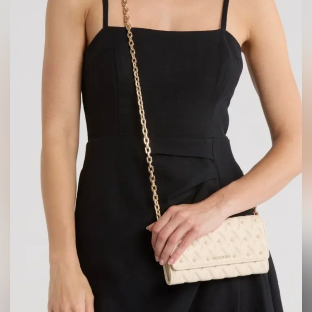 VALENTINO Cesare Sauvage Diamond-Shaped Embellished Leather Color:Ivory